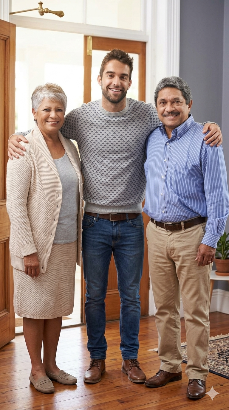 Familia pensionada feliz con Soluciones Financieras